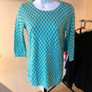 Old Navy // 3/4 Sleeve Lightweight Teal & White